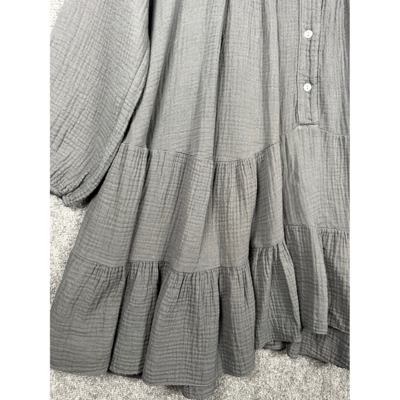 Tendencies Gauze Dress Womens One Size Grey Tiered Babydoll Mini Made in Italy - Picture 8 of 13